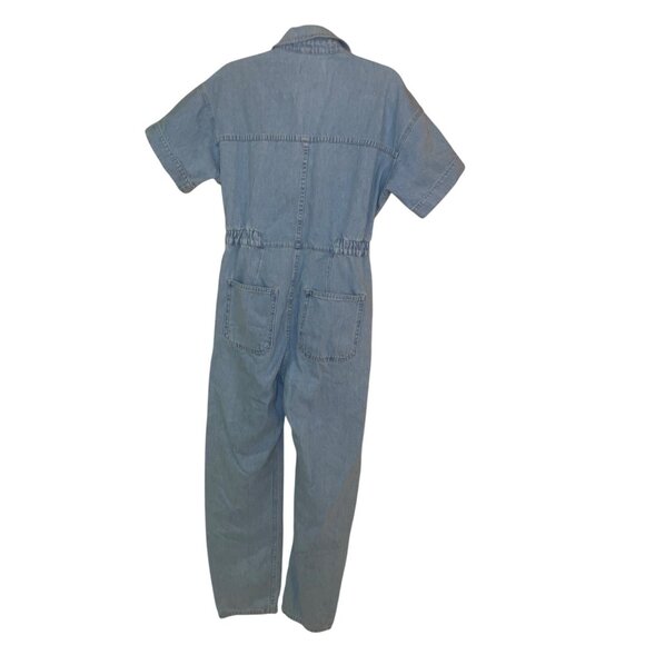 We The Free Womens Jumpsuit Size Small Blue Marci Denim Coveralls Short Sleeve - Picture 8 of 10